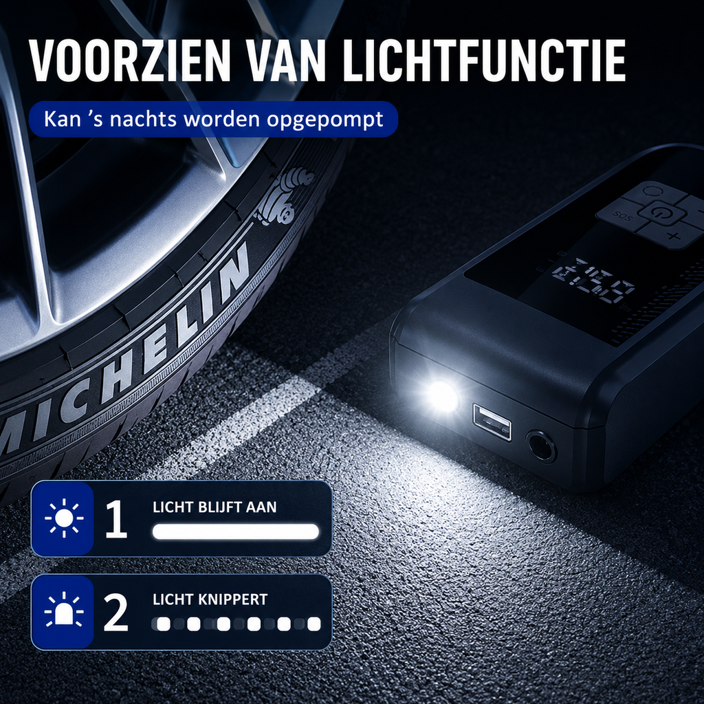 Draadloze Elektrische Luchtcompressor – Portable Bandenpomp met LCD Display