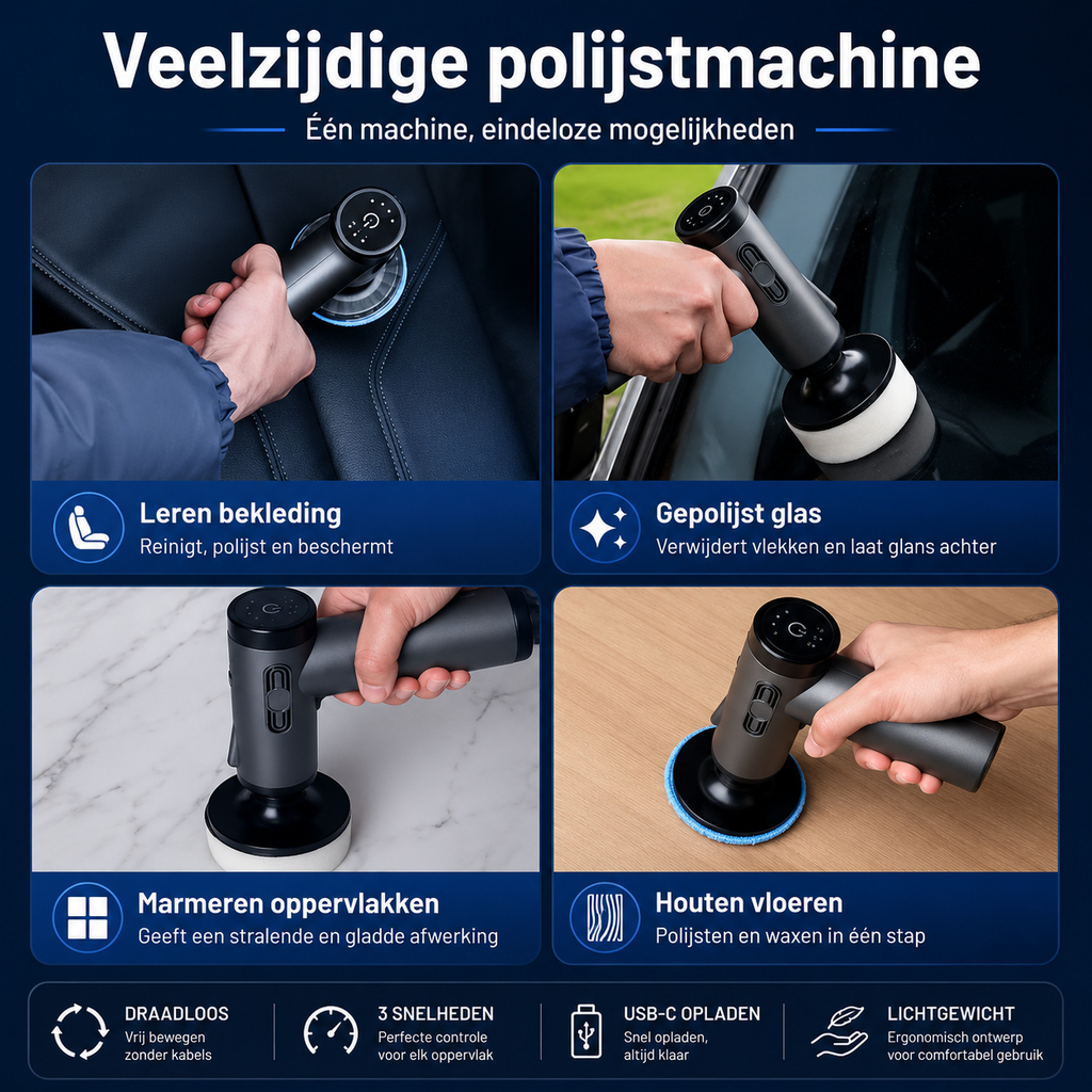 Draadloze Auto Polijstmachine – Handheld Polisher voor Waxen & Lakherstel
