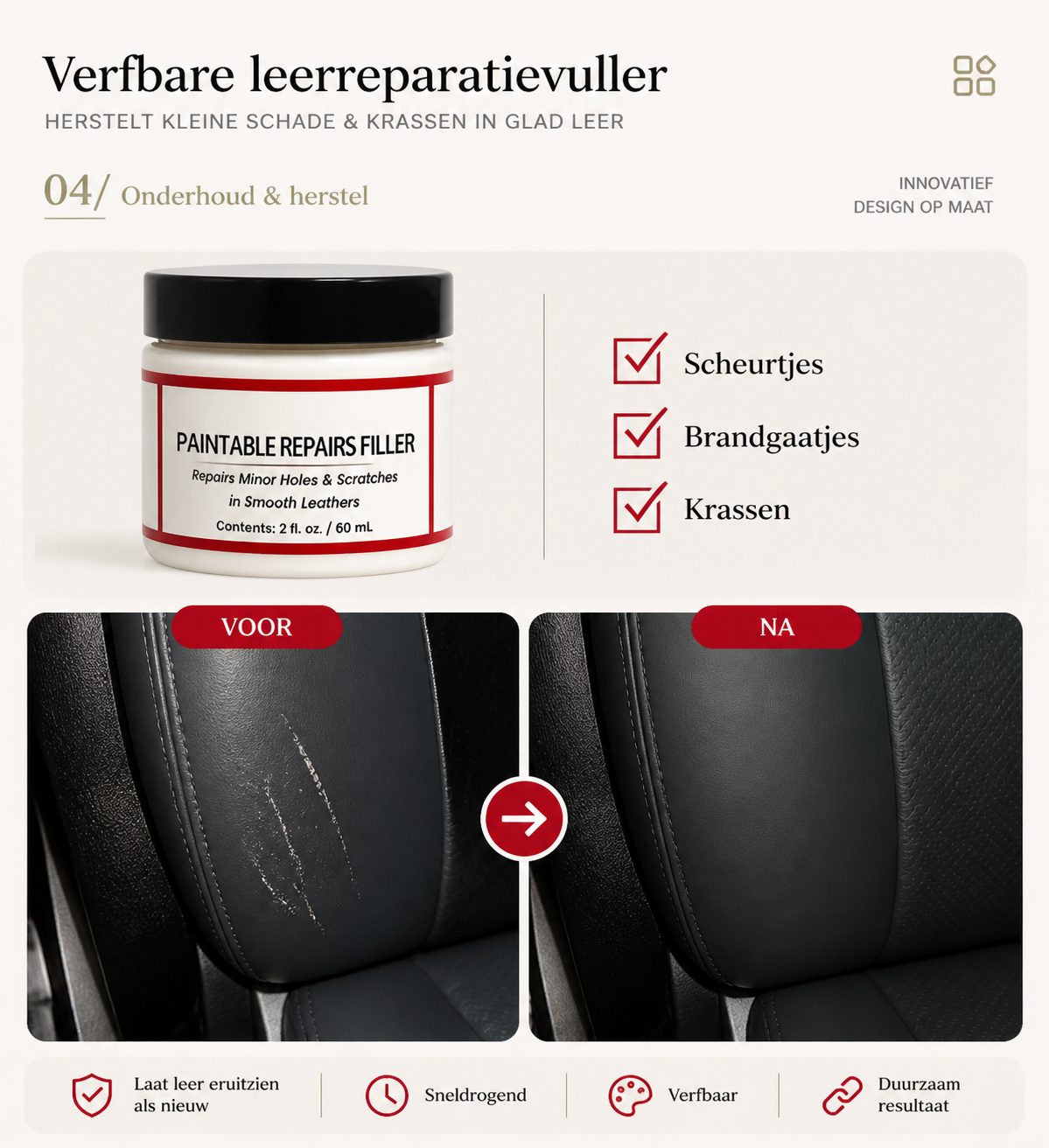 OEMfits | Premium Leer Reparatie Pasta Sneldrogend