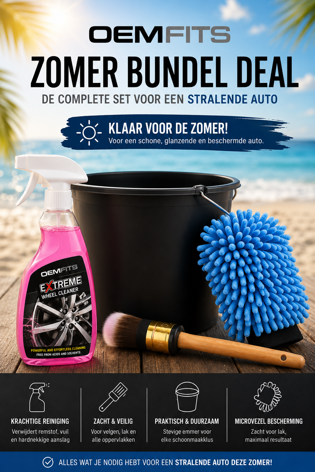 Auto Schoonmaakset Zomer Deal – Velgenreiniger & Washandschoen